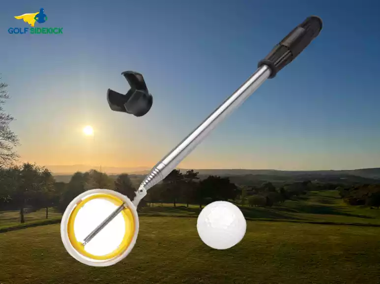 Telescopic Golf Ball Retriever with Golf Ball Cleaner Pouch. Fun
